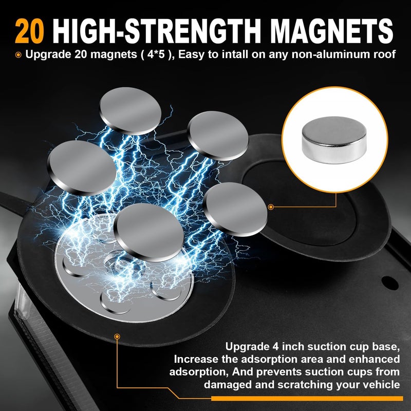 ASPL 16.5 Inch Roof Top Beacon Emergency Strobe Light 56 LED Magnetic Warning Caution lights bar Traffic Hazard Plow Light for Trucks Vehicles Construction Snowplow (Amber/Green) - Image 3